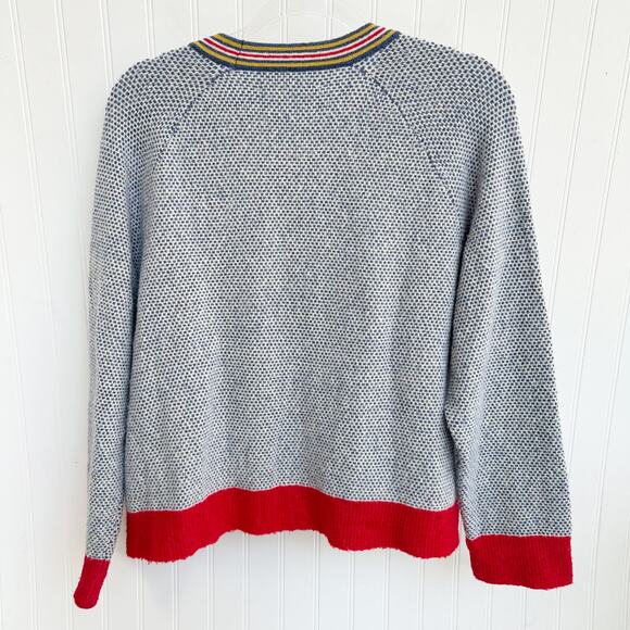 The Great. Varsity Cardigan Blue Multi Stripe Knit Sweater Button Front Medium - Picture 4 of 5